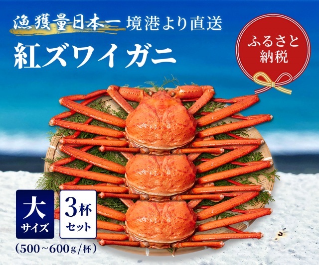 【蟹セレブ】紅ズワイガニ　大3杯セット（500～600g×3）